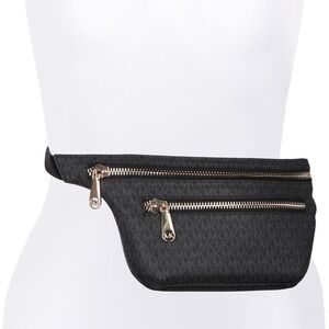 Michael Kors Signature Brown Belt Bag with Gold Accents